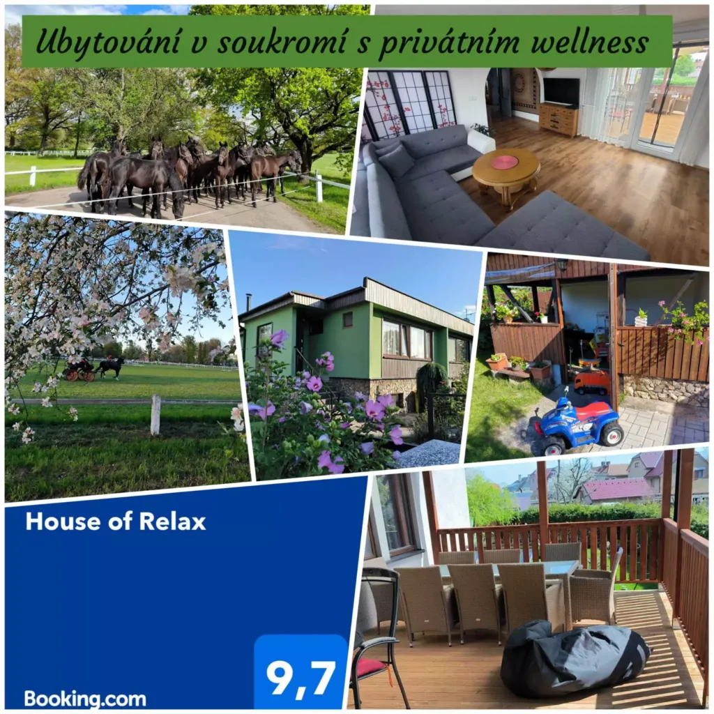 Koláž ubytování House of Relax s hodnocením 9,7 na Booking.com